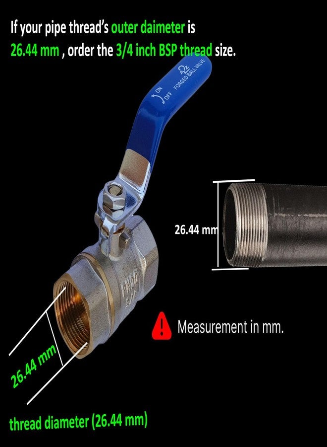 ES EKSAFAR ESEKSAFAR Heavy BSP Thread Brass Forged Ball Valve Female Nickel Plated Ball Valves with Seal/Teflon Tape set (3/4" BSPT Ball Valve) - Image 5